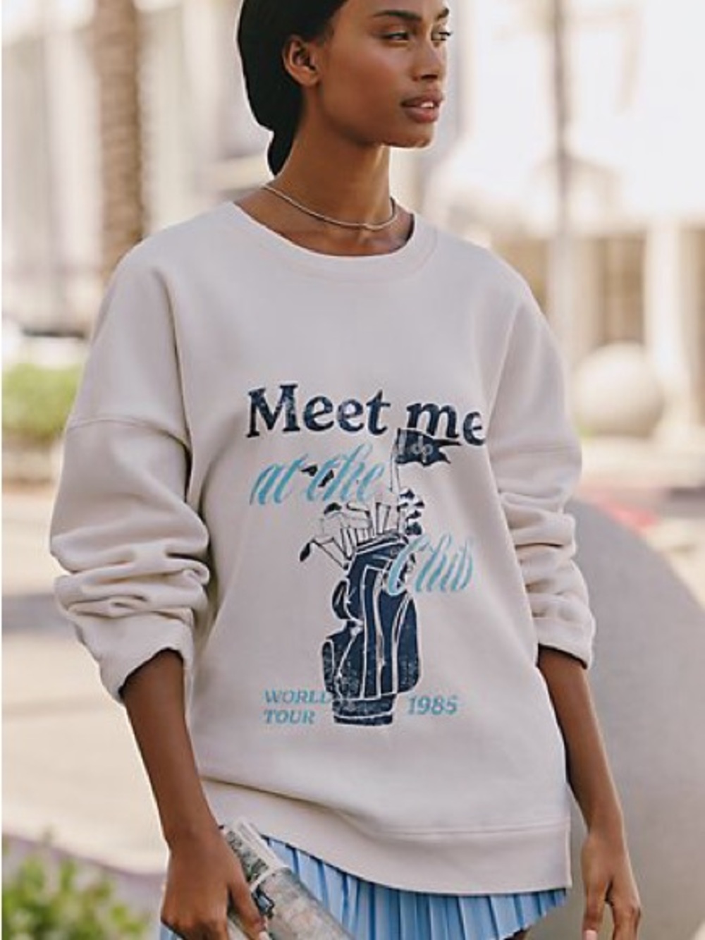 Anthropologie Cream Everyday Crewneck Sweatshirt